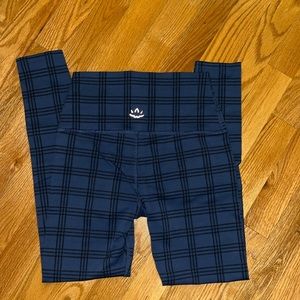 Beyond Yoga Plaid Blue Leggings, XS
